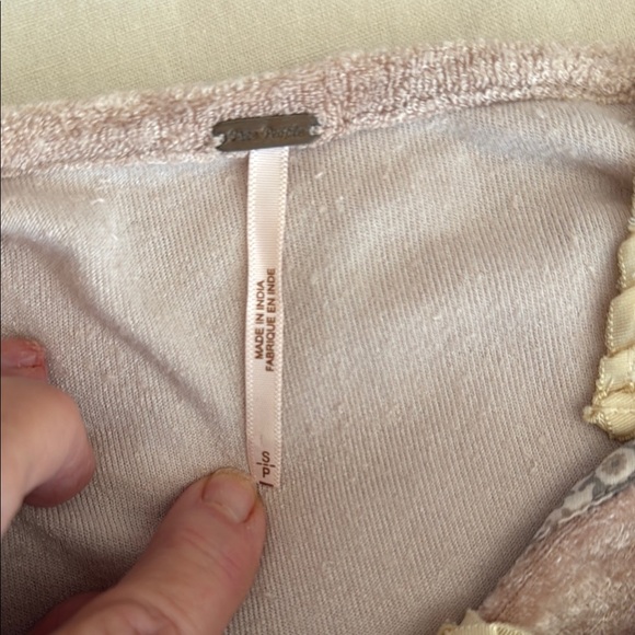 Free People Embellished Peplum Camisole in Cream and Pink - Picture 7 of 12